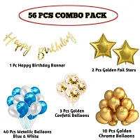 Alaina Happy Birthday Decoration Items Combo Set for Boys Girls Kids 56 Pcs Kit -1 Pc Happy Birthday Cursive Banner, 3 Pcs Golden Confetti, 2 Pcs Golden Foil Star Balloons, 10 Pcs Golden Chrome Balloons, 40 Pcs Metallic Balloons-thumb1