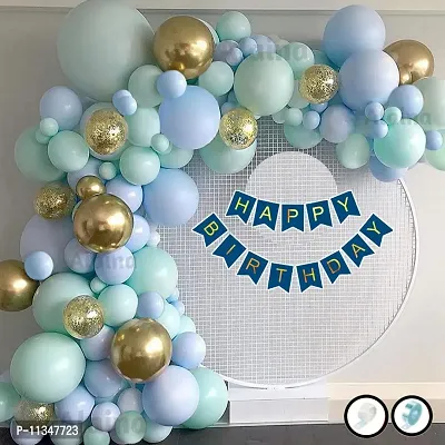 Alaina Happy Birthday Balloons Decoration Kit 62 Pcs - Happy Birthday Banner, Confetti Balloons, Chrome Balloons, Pastel Balloons, Arch Strip, Glue Dots Strip.-thumb0