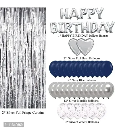 Alaina Happy Birthday Balloons Decoration Kit 35 Pcs Set for Boys Girls Kids - Happy Birthday Foil Balloons, Fringe Curtains, Foil Hearts, Confetti Balloons, Metallic Balloons-thumb2