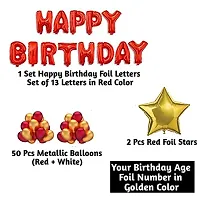 Alaina Happy Birthday Decoration Kit - 1 Set Happy Birthday Foil Letters + 2 Pcs Golden Stars + 50 Pcs Metallic Balloons (Red + Golden) + Birthday Age Foil Number (47 Happy Birthday)-thumb1