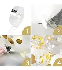 Alaina Happy Birthday Balloons Decoration Kit 67 Pcs - Happy Birthday Foil Balloon, Golden Confetti Balloons, Golden Chrome Balloons, Black White Metallic Balloons, Glue Dots Strip, Arch Strip.-thumb3