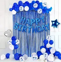 Alaina Happy Birthday Balloons Decoration Kit 37 Pcs Set for Boys Girls Kids - Happy Birthday Foil Balloons, Blue Fringe Curtains, Foil Stars, Foil Hearts, Confetti Balloons, Metallic Balloons-thumb4