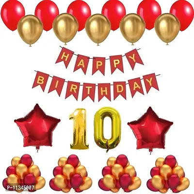 Alaina Red Golden Birthday Decoration Items 55 Pcs for Birthday Celebration Kit for Boys Girls Kids Baby - Happy Birthday Banner, Red Foil Stars, 29 Number Golden, Red Golden Metallic Balloons for Birthday Decoration Combo | Birthday Balloons for Decoration-thumb0