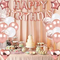 Alaina Happy Birthday Decoration Kit 48 Pcs Combo Pack - 1 Set Happy Birthday Foil Letters + 3 Pcs Rose Gold Confetti Balloons + 2 Pcs Rose Gold Foil Hearts + 2 Pcs Rose Gold Foil Stars + 40 Pcs Metallic Balloons (Rose Gold & White)-thumb3