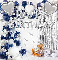 Alaina Happy Birthday Balloons Decoration Kit 35 Pcs - Happy Birthday Foil Balloons, Confetti Balloons, Fringe Curtains, Silver Foil Hearts, Metallic Balloons-thumb4