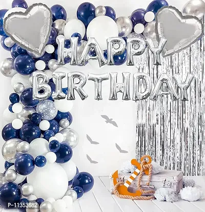 Alaina Happy Birthday Balloons Decoration Kit 35 Pcs - Happy Birthday Foil Balloons, Confetti Balloons, Fringe Curtains, Silver Foil Hearts, Metallic Balloons-thumb5