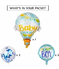 Alaina Welcome Baby Boy Foil Balloons / Baby Shower Balloons / Baby Shower Decoration Combo / Inflatable Baby Balloons / Welcome Party / Maternity Shoot Props - Pack of 5-thumb1