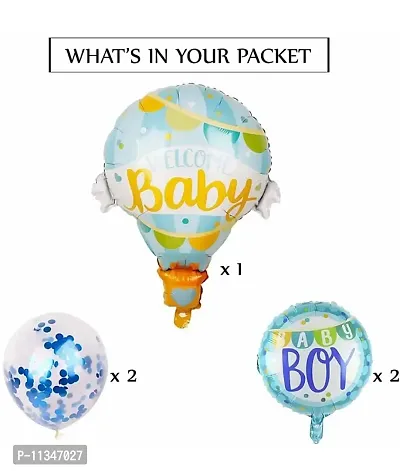 Alaina Welcome Baby Boy Foil Balloons / Baby Shower Balloons / Baby Shower Decoration Combo / Inflatable Baby Balloons / Welcome Party / Maternity Shoot Props - Pack of 5-thumb2