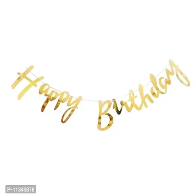 Alaina Happy Birthday Decoration Kit 55 Pcs Combo Pack - 1 Pc Happy Birthday Cursive Banner + 4 Pcs Golden Confetti Balloons + 10 Pcs Golden Chrome Balloons + 40 Pcs Pink Pastel Balloons-thumb2