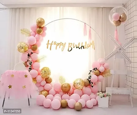 Alaina Happy Birthday Decoration Items 52 Pcs Combo Pack - Happy Birthday Cursive Banner, Metallic Balloons, Pastel Balloons, Balloons Arch Strip for Birthday Celebration | Birthday Balloons for Decoration