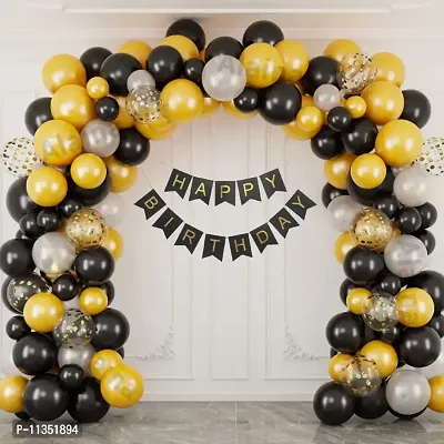 Alaina Happy Birthday Balloons Decoration Kit 56 Pcs - Happy Birthday Banner, Confetti Balloons, Metallic Balloons, Arch Strip.