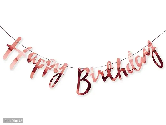 Alaina Happy Birthday Decoration Items 52 Pcs Combo Pack - Happy Birthday Cursive Banner, Metallic Balloons, Pastel Balloons,-thumb2