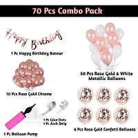 Alaina Happy Birthday Decoration Kit 70 Pcs Combo Pack for Girls Boys Kids - Happy Birthday Cursive Banner, Rose Gold Confetti Balloons, Chrome Balloons, Metallic Balloons, Balloons Arch Strip, Glue Dots Strip, Balloons Hand Pump-thumb1