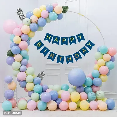 Alaina Happy Birthday Decoration Items Combo Set for Boys Girls Kids 51 Pcs Kit - 1 Pc Happy Birthday Banner, 50 Pcs Pastel Balloons-thumb0