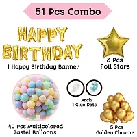 Alaina Multicolored Birthday Balloons for Decoration 51 Pcs for Girls Birthday Celebration - Happy Birthday Foil Balloons, Chrome and Pastel Balloons, Foil Stars, Balloons Arch Strip, Glue Dots Strip-thumb1