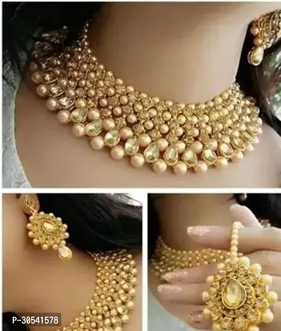 Stylish Golden Alloy Jewellery Set For Women-thumb0