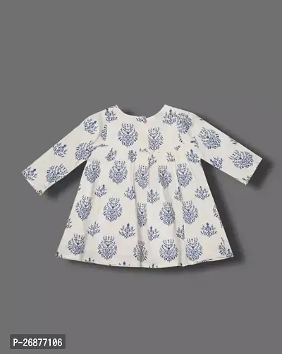 Fabulous White Viscose Rayon Printed A-Line Dress For Girls