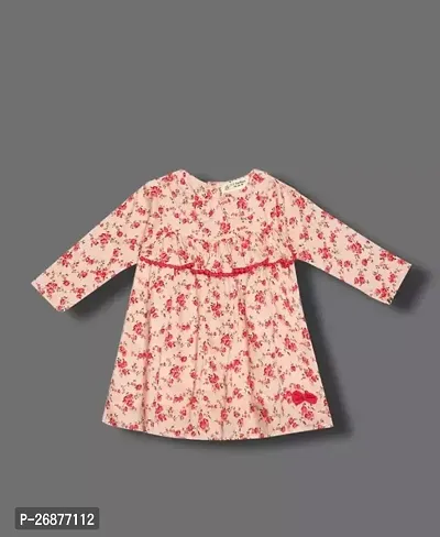 Fabulous Pink Viscose Rayon Printed A-Line Dress For Girls
