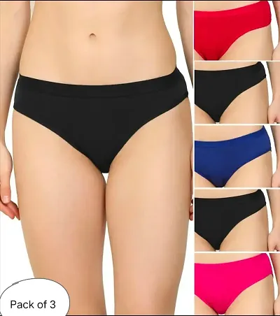 Stylish Blend Solid Briefs For Women Pack Of