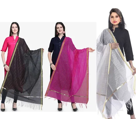 Pack Of 3 Women's Beautiful Multicoloured Dupatta