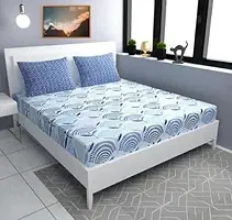 Comfortable Cotton Printed Fitted elastic Bedsheet with Pillow Covers-thumb1