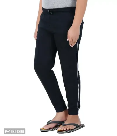 Thirteen Eleven Boys Regular Fit Solid Cotton Track Pants with 2 Zip Pockets (KM-Boys-Track-201-RIB-Black_13 Years - 14 Years)