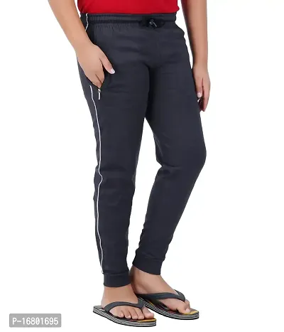 Thirteen Eleven Boys Regular Fit Solid Cotton Track Pants with 2 Zip Pockets (KM-Boys-Track-201-RIB-Steel Grey_13 Years - 14 Years)