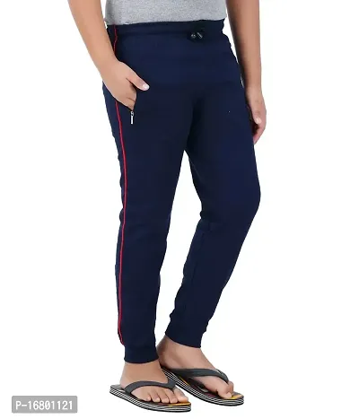 Thirteen Eleven Boys Regular Fit Solid Cotton Track Pants with 2 Zip Pockets (KM-Boys-Track-201-RIB-Navy Blue_13 Years - 14 Years)