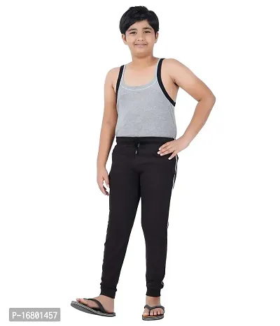 Thirteen Eleven Boys Regular Fit Solid Cotton Track Pants with 2 Zip Pockets (KM-Boys-Track-201-RIB-Brown_7 Years - 8 Years)-thumb3