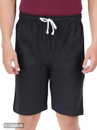 THIRTEEN ELEVEN Men's Solid Regular Cotton Bermuda Shorts with 2 Zip Pockets (KM-Mens-shts-101_Black_XL)-thumb0