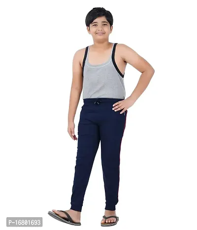 Thirteen Eleven Boys Regular Fit Solid Cotton Track Pants with 2 Zip Pockets (KM-Boys-Track-201-RIB-Navy Blue_5 Years - 6 Years)-thumb3