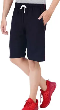 THIRTEEN ELEVEN Men's Solid Regular Cotton Bermuda Shorts with 2 Zip Pockets (KM-Mens-shts-101-C2_Grey Navy_S)-thumb3