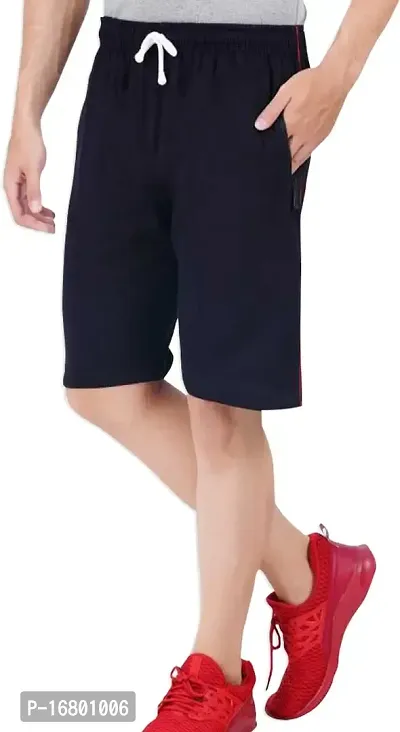 THIRTEEN ELEVEN Men's Solid Regular Cotton Bermuda Shorts with 2 Zip Pockets (KM-Mens-shts-101-C2_Grey Navy_S)-thumb4