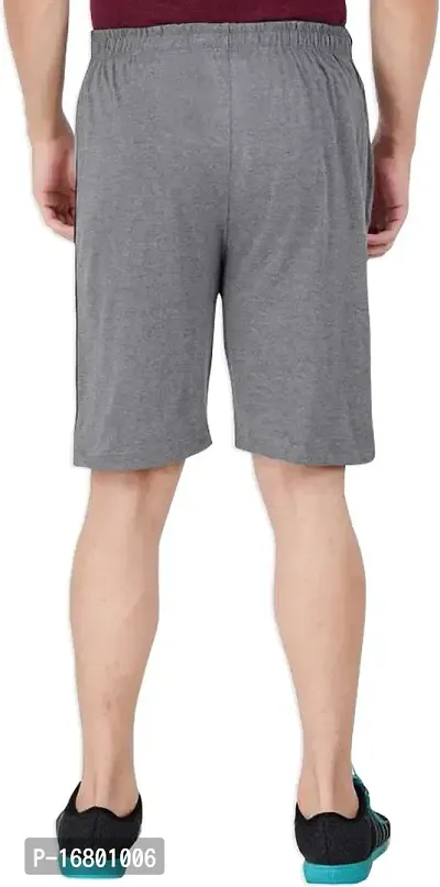 THIRTEEN ELEVEN Men's Solid Regular Cotton Bermuda Shorts with 2 Zip Pockets (KM-Mens-shts-101-C2_Grey Navy_S)-thumb2