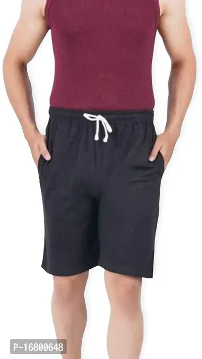 THIRTEEN ELEVEN Men's Solid Regular Cotton Bermuda Shorts with 2 Zip Pockets (KM-Mens-shts-101_Black_XL)-thumb3