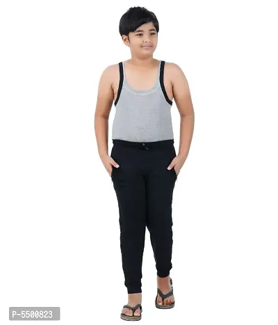 Trendy Fabulous cotton regular\sports
ight wear Black Rib Trackpants/Joggers for Boys-thumb0