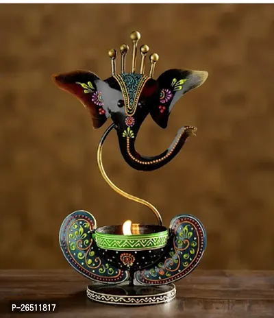 Handpainted Ganesha T- Light Candle Stand-thumb0