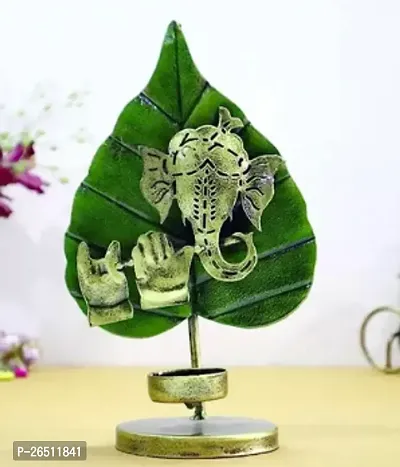 Ganesha On Leaf T-Light Candle Holder