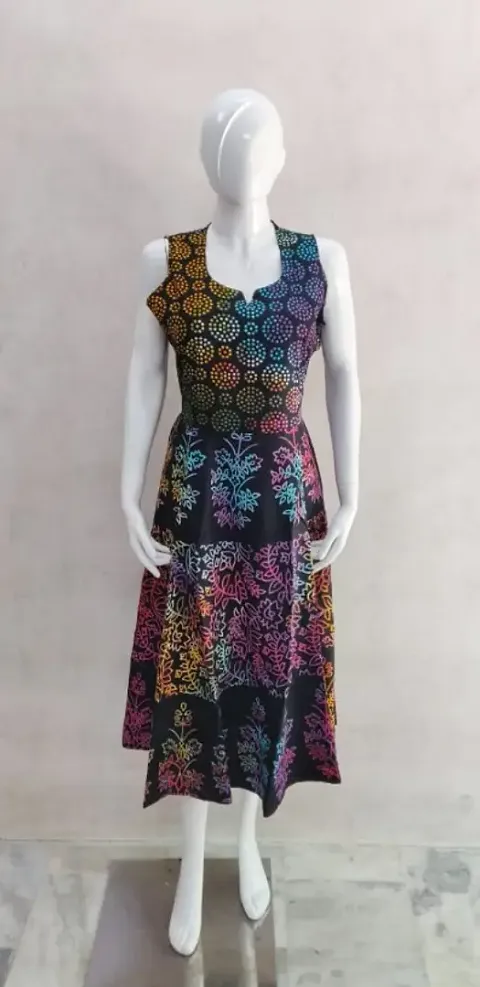 Stylish Cotton Multicolored Printed Dress
