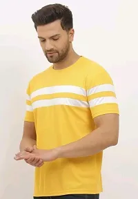 Men Striped Round Neck Cotton Blend T-Shirt-thumb3