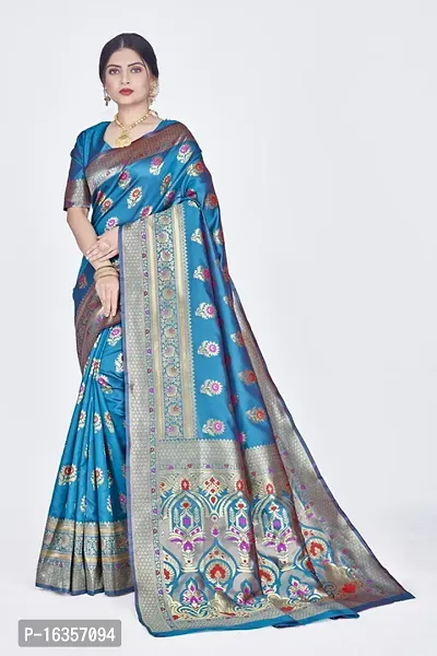 Stylish Art Silk Zari Work Saree With Blouse Piece For Women-thumb0