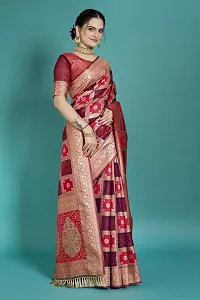 Stylish Silk Blend Zari Saree With Blouse Piece For Women-thumb4