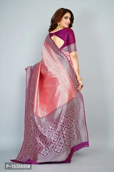 Stylish Silk Blend Zari Saree With Blouse Piece For Women-thumb2