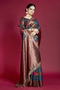 Stylish Silk Blend Zari Saree With Blouse Piece For Women-thumb4