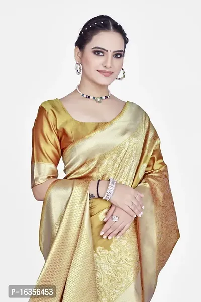 Stylish Art Silk Zari Work Saree With Blouse Piece For Women-thumb3