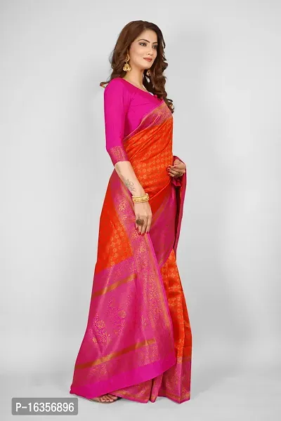 Stylish Art Silk Zari Work Saree With Blouse Piece For Women-thumb4