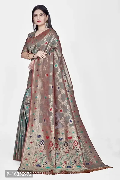 Stylish Art Silk Zari Work Saree With Blouse Piece For Women-thumb4