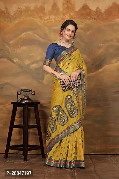 Stylish Mustard Art Silk Saree With Blouse Piece For Women-thumb2