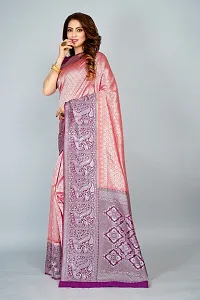 Stylish Silk Blend Zari Saree With Blouse Piece For Women-thumb2