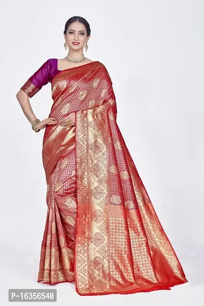 Stylish Art Silk Zari Work Saree With Blouse Piece For Women-thumb0